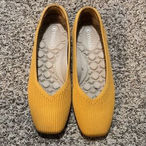 VIVAIA Mustard Yellow Knit Flats